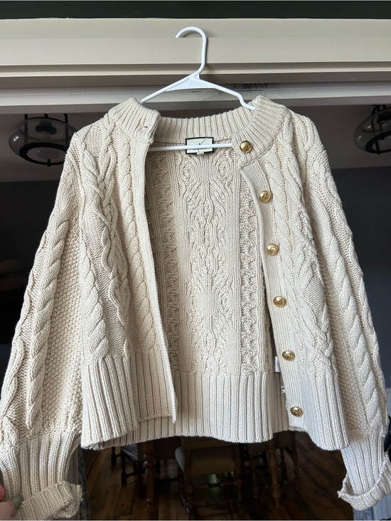 Tuckernuck Sweaters - Tuckernuck Cream Cable-Knit Button Cardigan with Gold Buttons